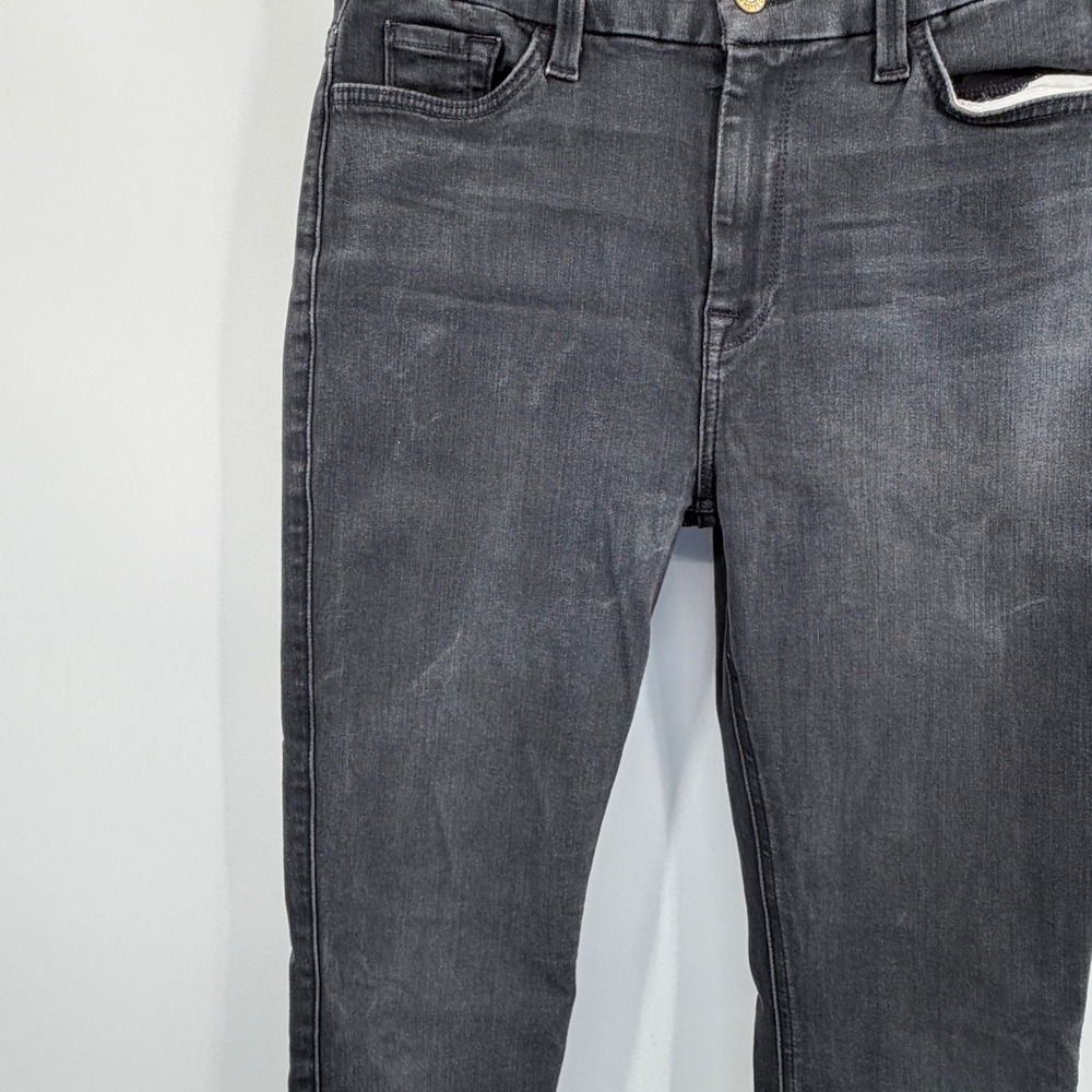 7 For All Mankind High Waist Ankle Skinny Jeans Faded Black Size 29 Stretch - Picture 9 of 9
